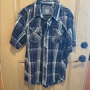 BKE Blue and White Casual Button Down Shirt